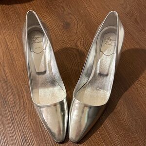 Roger Vivier Metallic Silver Heels